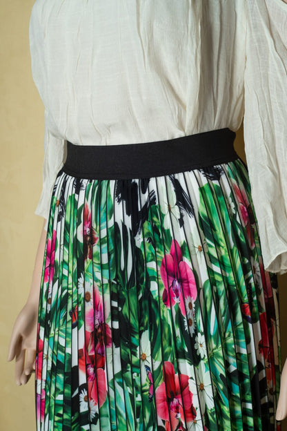 Alberto Makali - Tropical Green pleated skirt