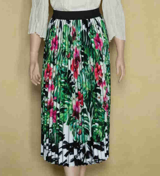 Alberto Makali - Tropical Green pleated skirt