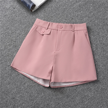 Women Solid Color High Waist Large Size Loose Wide-Leg P Casual Shorts
