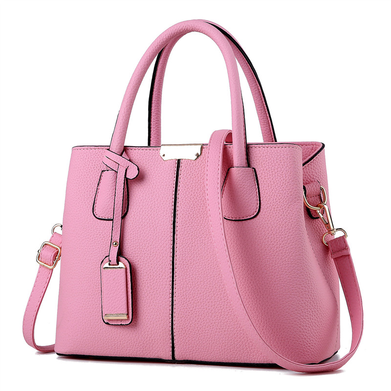 Woman Fashion Lychee Pattern Solid Color Square Tote Bag