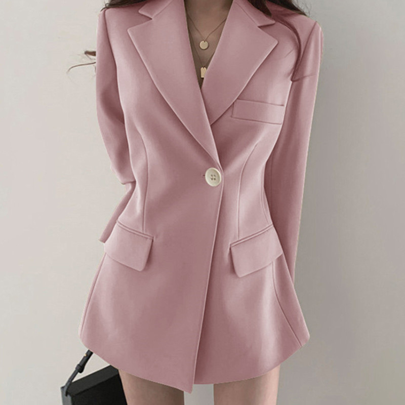 Women'S Solid Color Fashion Office Chic Casual Loose Long Sleeve Blazer Coats