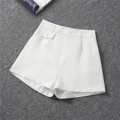 Women Solid Color High Waist Large Size Loose Wide-Leg P Casual Shorts