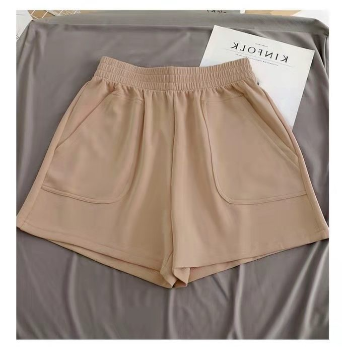Women Athleisure Casual Basic Summer High Waist Loose Wide Leg Solid Color Sports Shorts