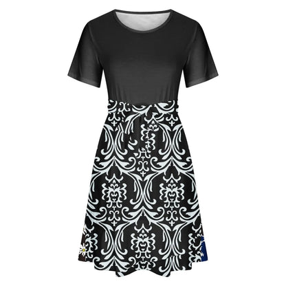 Women'S Casual Round Neck Printed Short Sleeve Dress